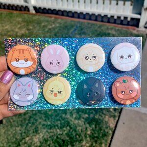 ATEEZ Badge Buttons Aniteez Characters Set of 8 All Members 1.25 Inches